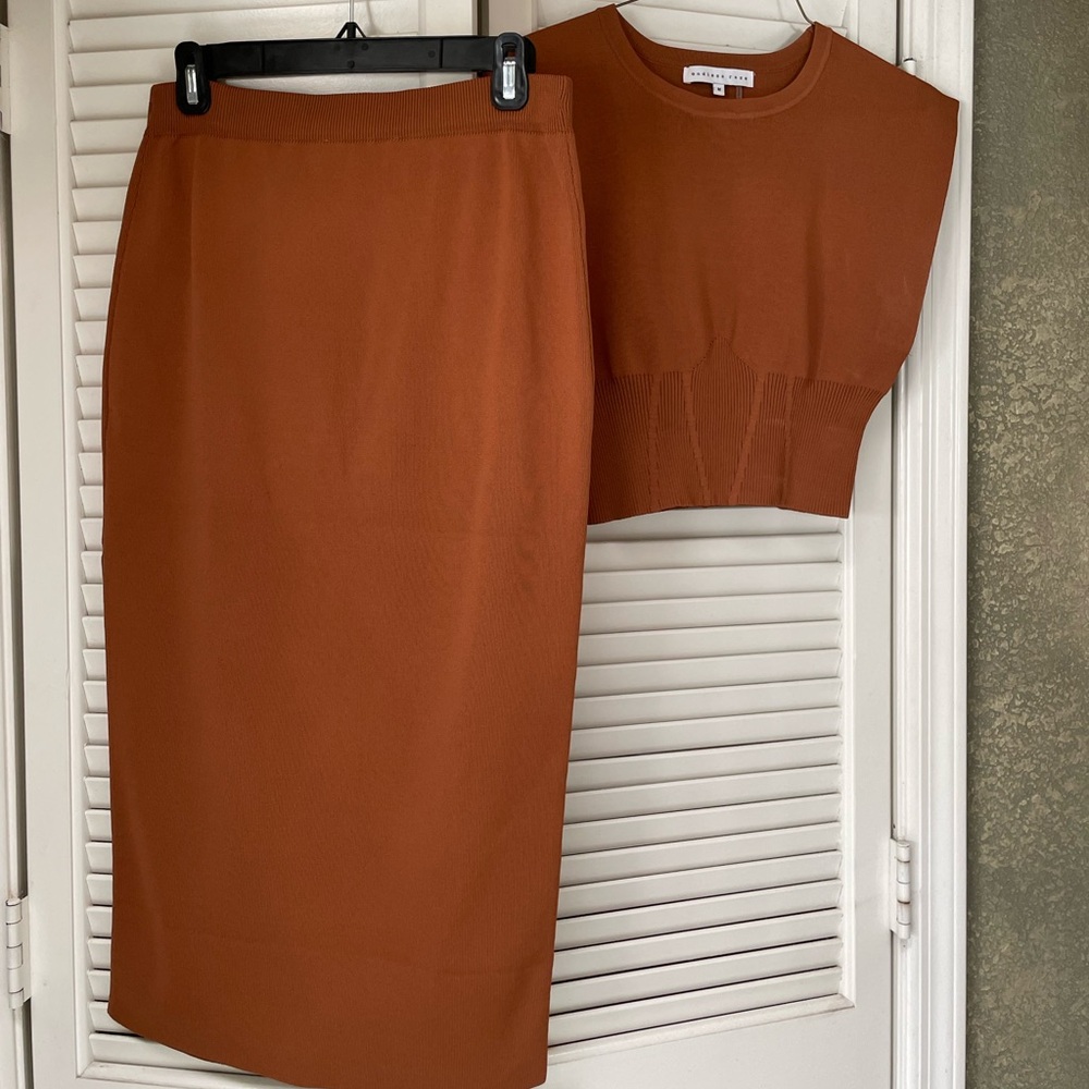 It’s a set. Endless Rose brown skirt set for fall